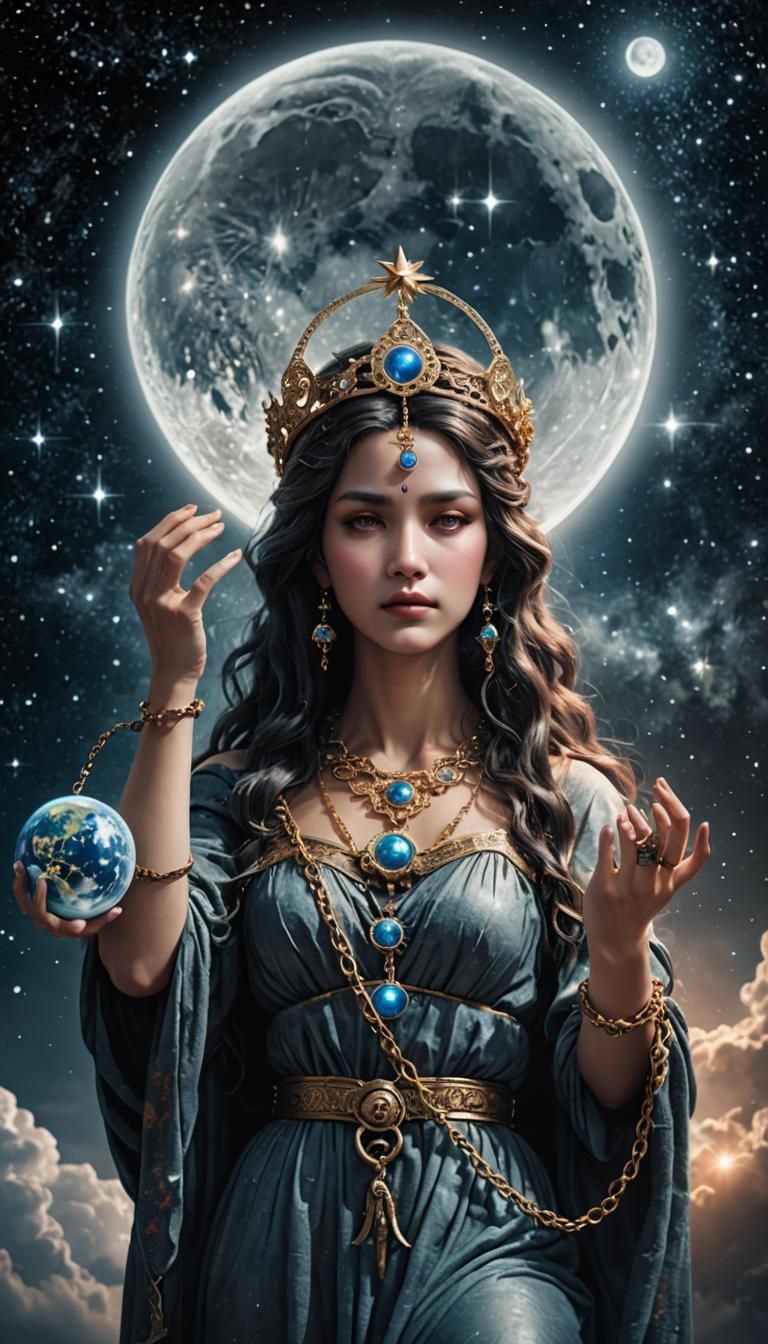 Goddess Ruler Mourning Over Her World