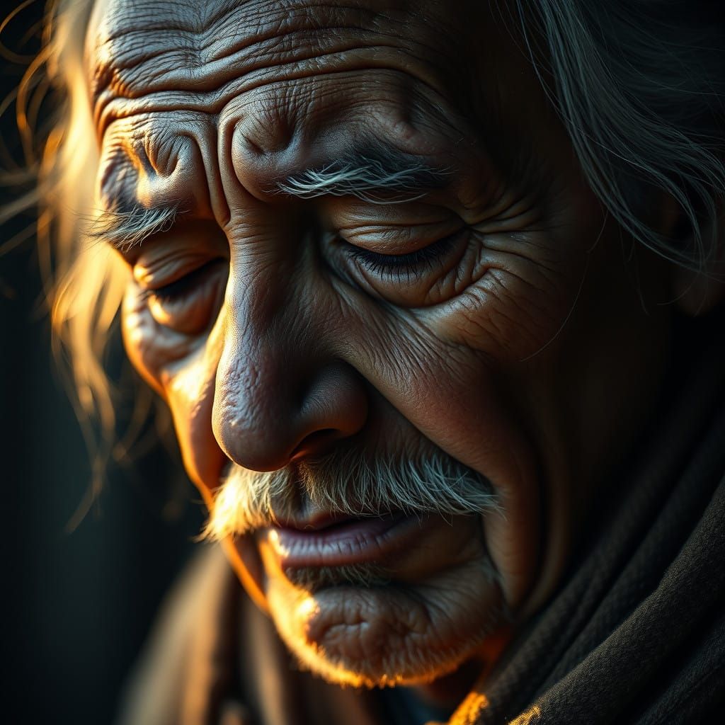 Serenely Wise Elder in Golden Light