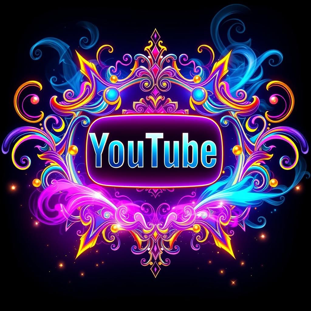Futuristic YouTube Channel Logo with Neon Accents