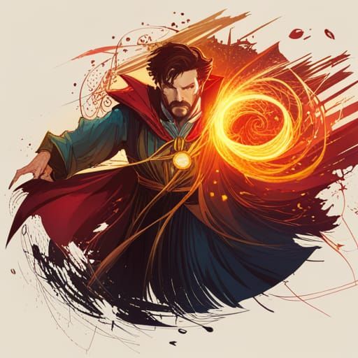 Doctor Strange with Golden Aura, Digital Art