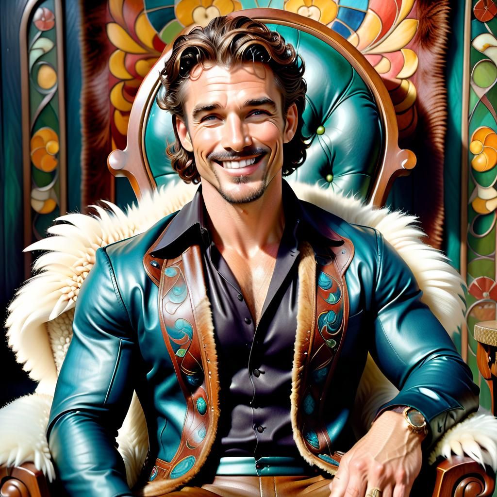 Handsome man in leather