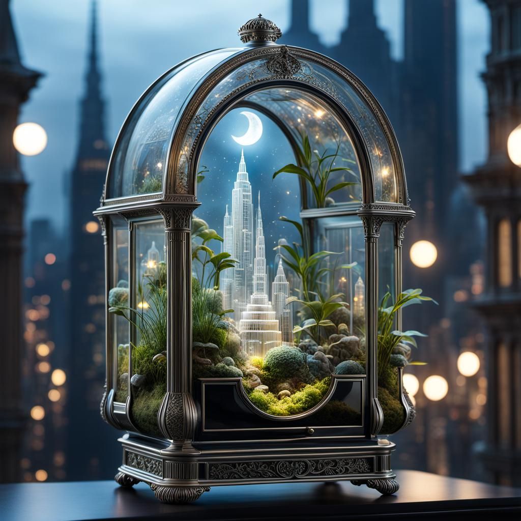 Ethereal Transparent Phone with Futuristic Cityscape