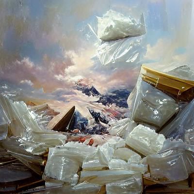 Surreal Cocaine Mountains: An Oil Painting