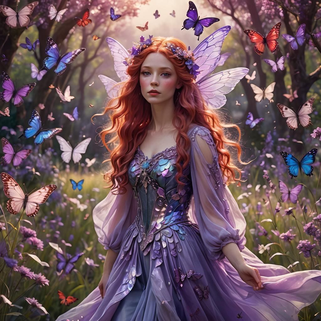 Whimsical Fairy in Floral Meadow Concept Art