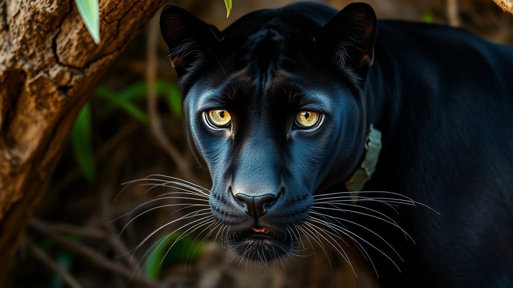 Photorealistic Black Panther in Natural Habitat, 8K