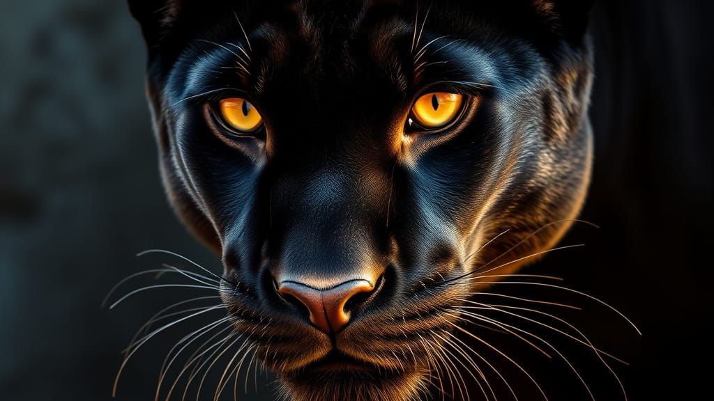 Photorealistic Black Panther Portrait in Golden Light