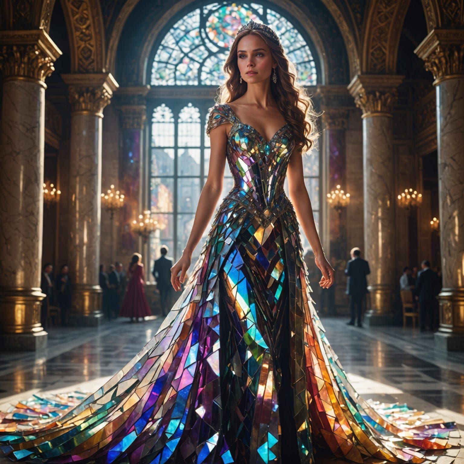 Fantasy Princess in Shimmering Glass Gown
