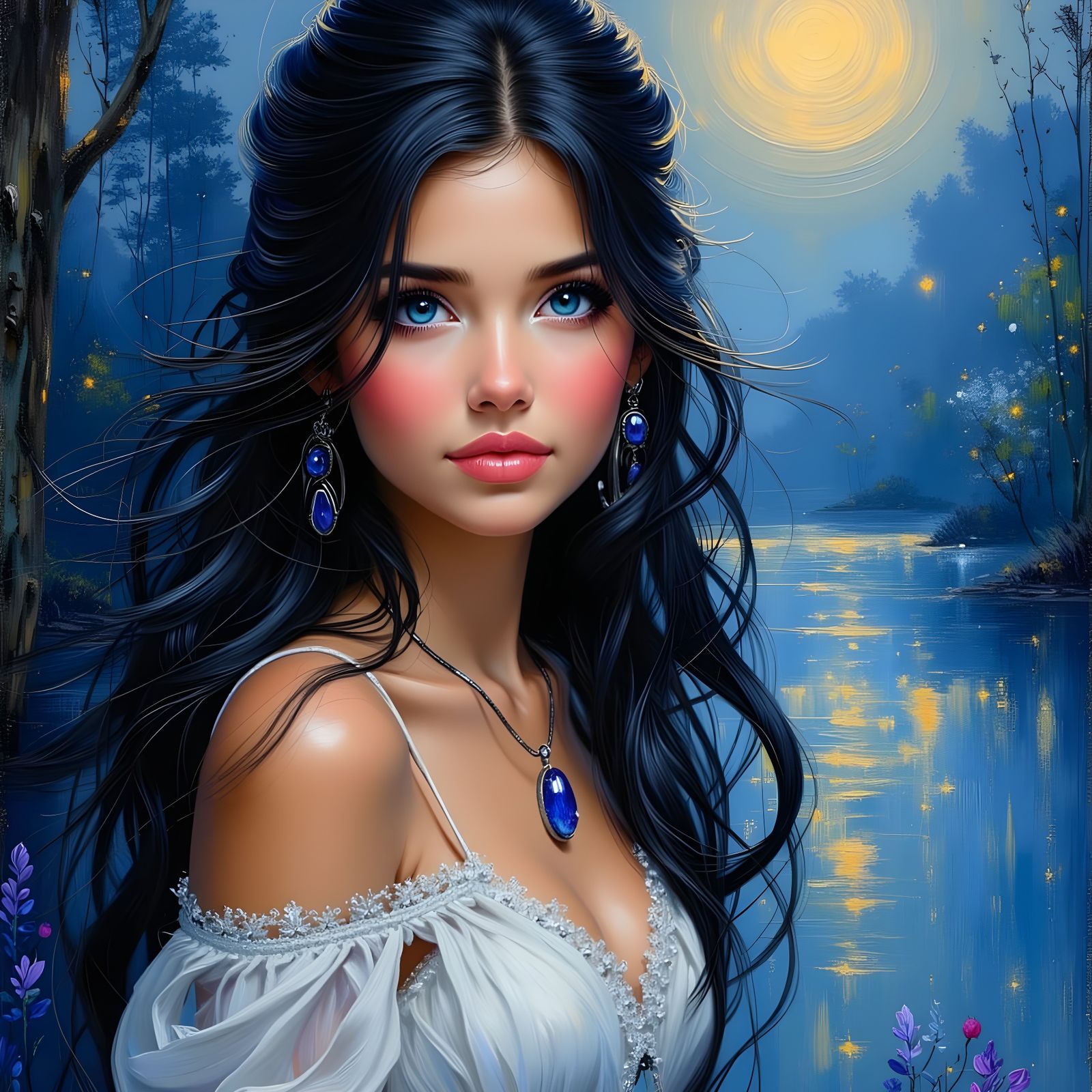 Norse Goddess Portrait in Impressionist Oil Style