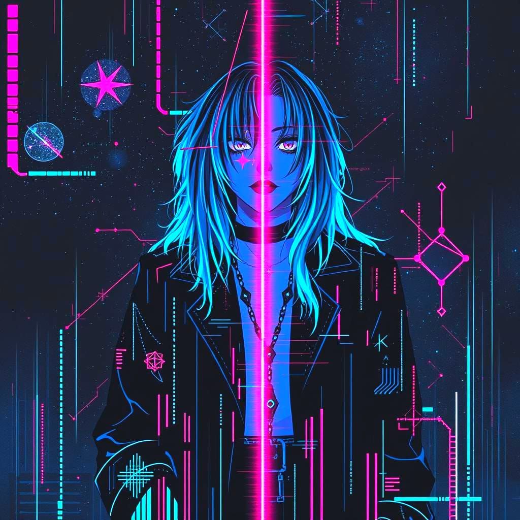 Maximalist Abstract Visual Kei Constellation with Glitch