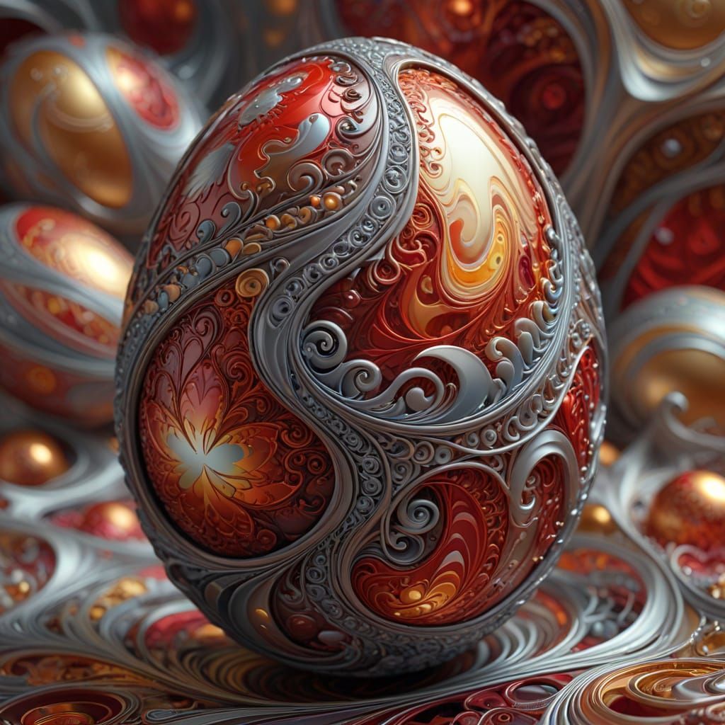 Cosmic Silk Easter Egg in Abstract Futuristic Style