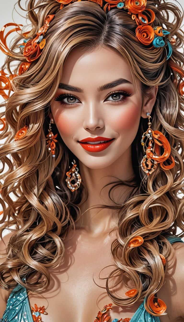 Ultra Realistic Girl in Spectacular Vogue-Inspired Hairstyle...