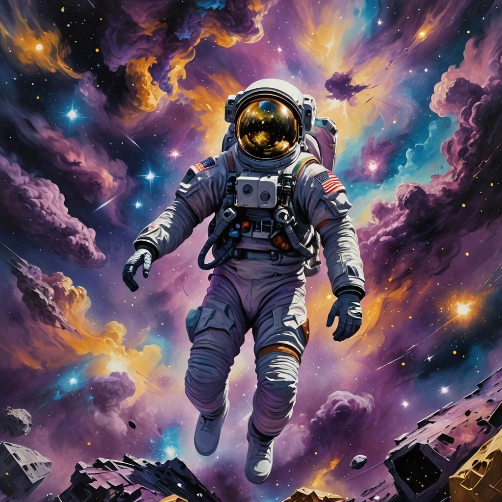 Astronaut in Nebula: Surreal Space Concept Art