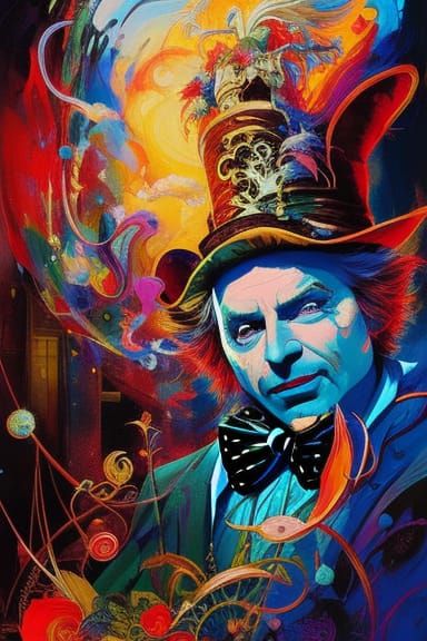 Mad Hatter Portrait in Intricate Gouache Style