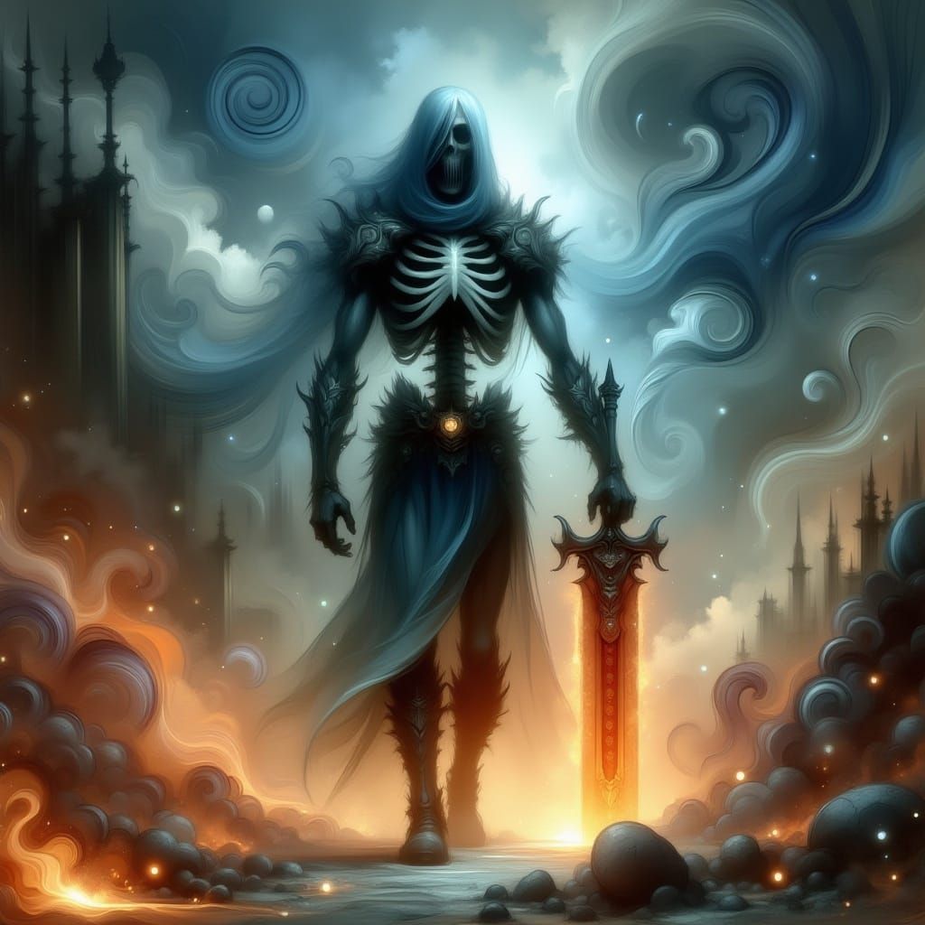 Ethereal Spectral Barbarian Dragging a Runed Greatsword