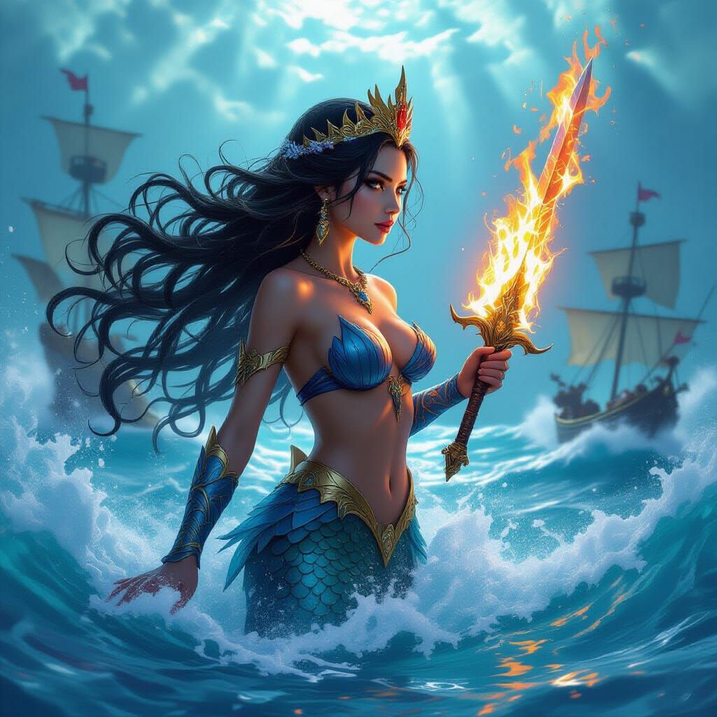 Mermaid Queen Stops Naval Battle in Hyperrealistic Splash Ar...