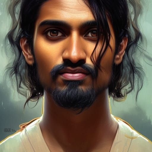 Detailed Portrait of Handsome Indian Man