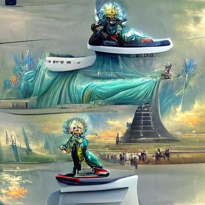 Einstein Rides Hoverboard on Liberty: Concept Art