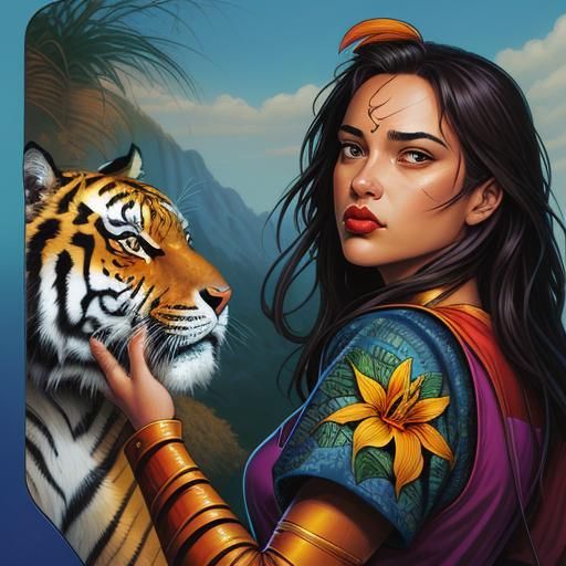 Tiger Lily Lips in Comic Book Art Style