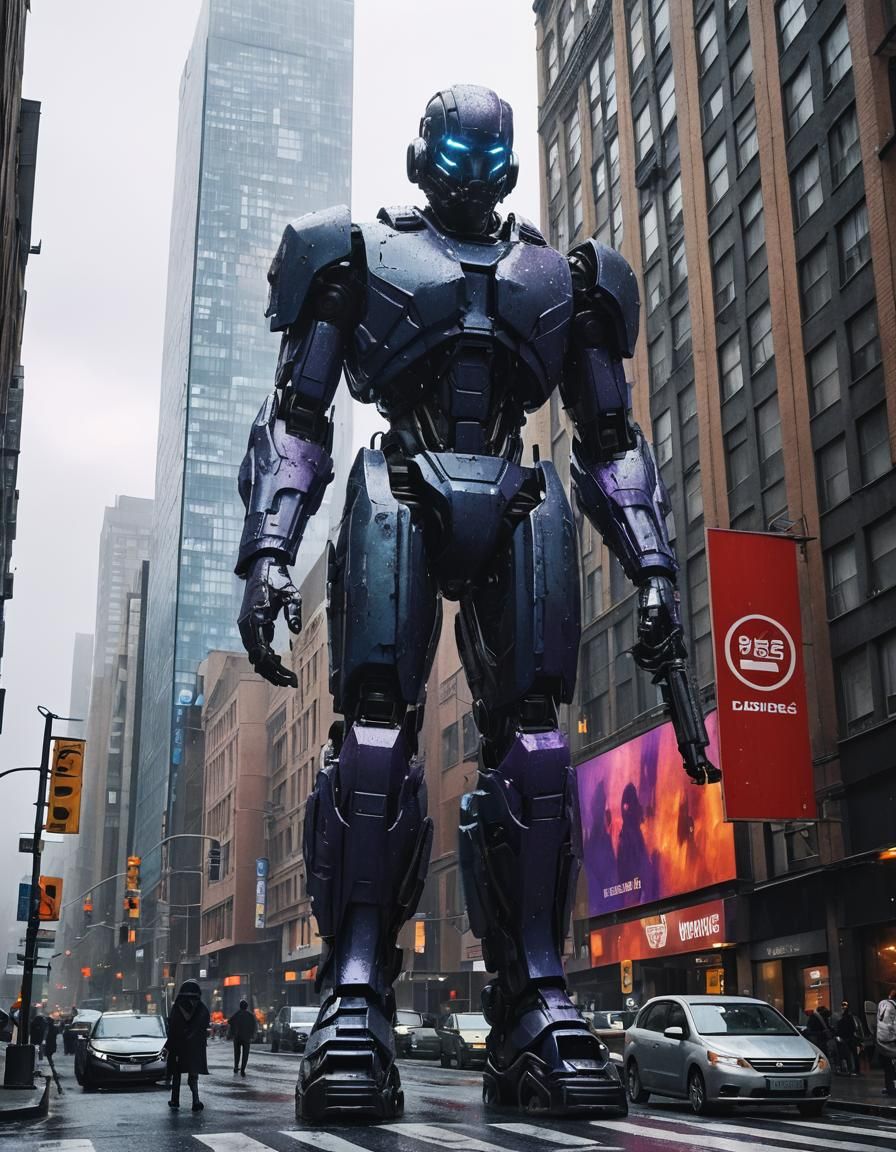 Vibrant Cityscape Street Scene in High-Contrast Photography