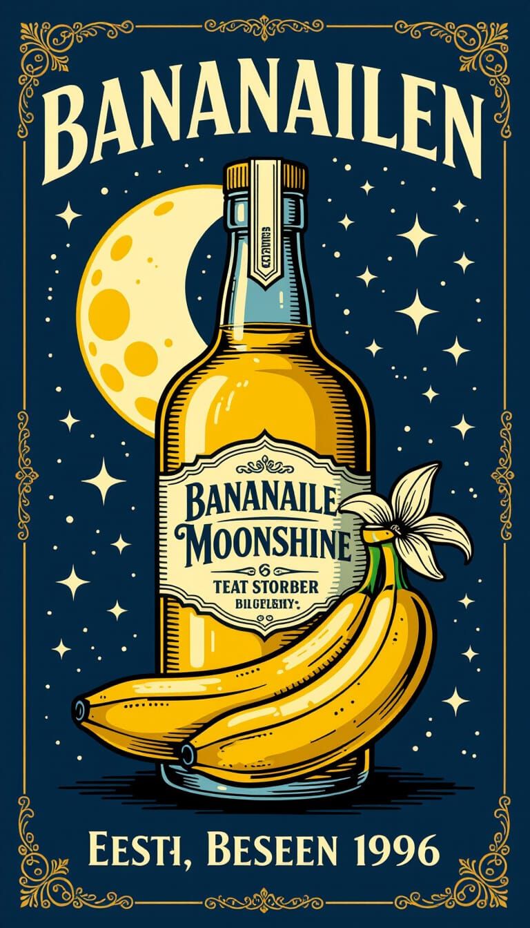 Bananailen Moonshine Bottle Label Design