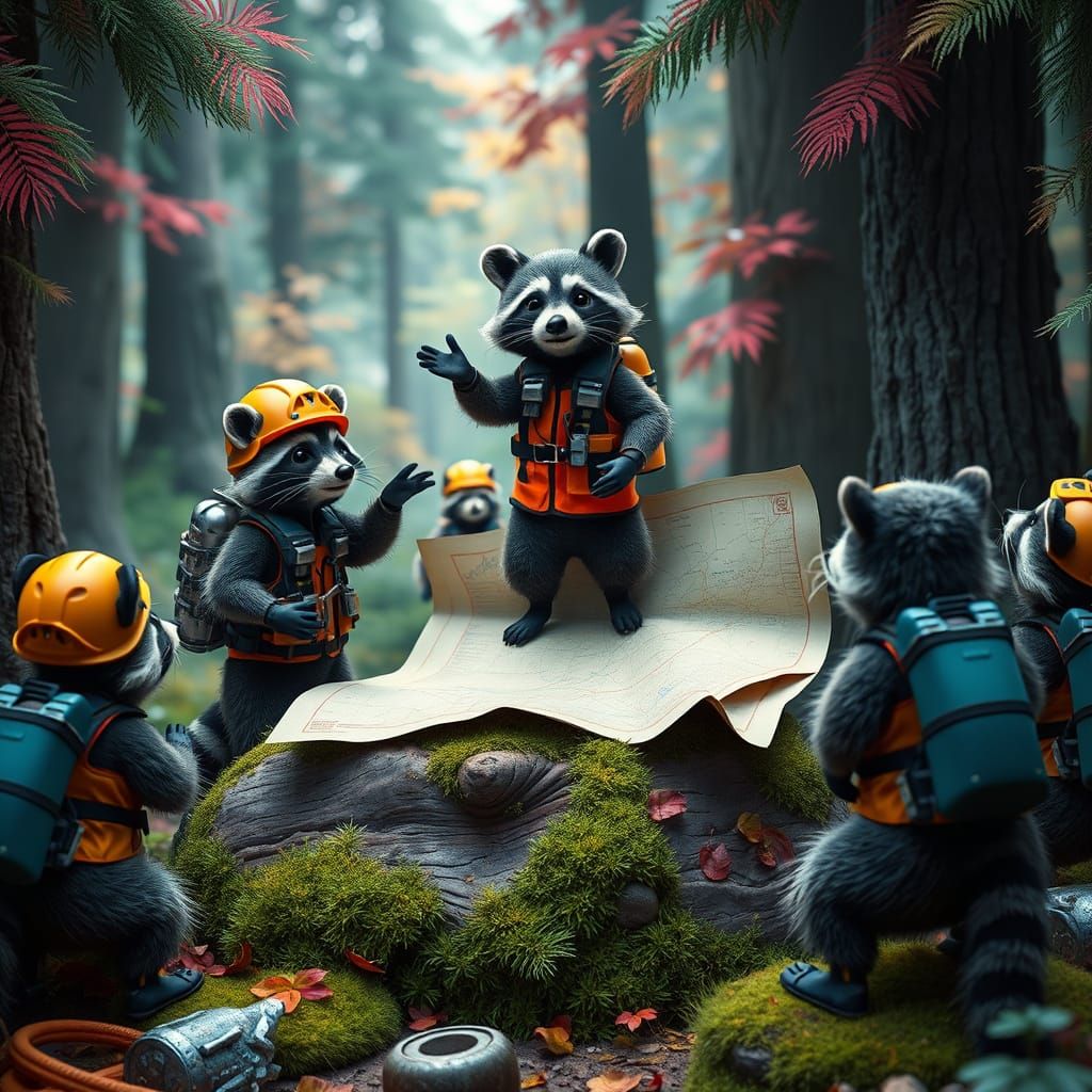 Furry Raccoons in Whimsical First Responder Training Amidst ...