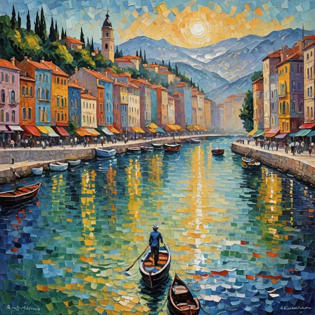 Corniche Painting in Expressionist Impasto Style