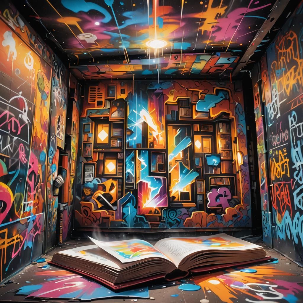 Graffiti Art: Light Beam Projecting Cinema Scenes