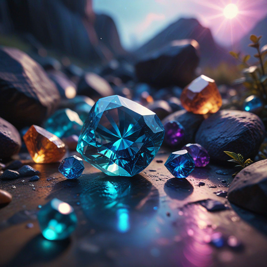 Ethereal Gemstone Landscape in Cinematic Style