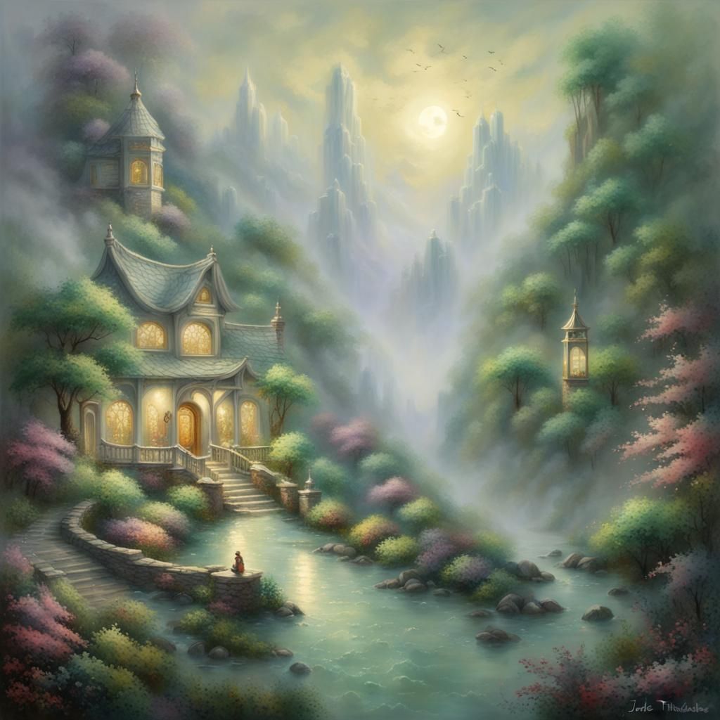 Ethereal Jade Fan Under Construction in Luminism Style