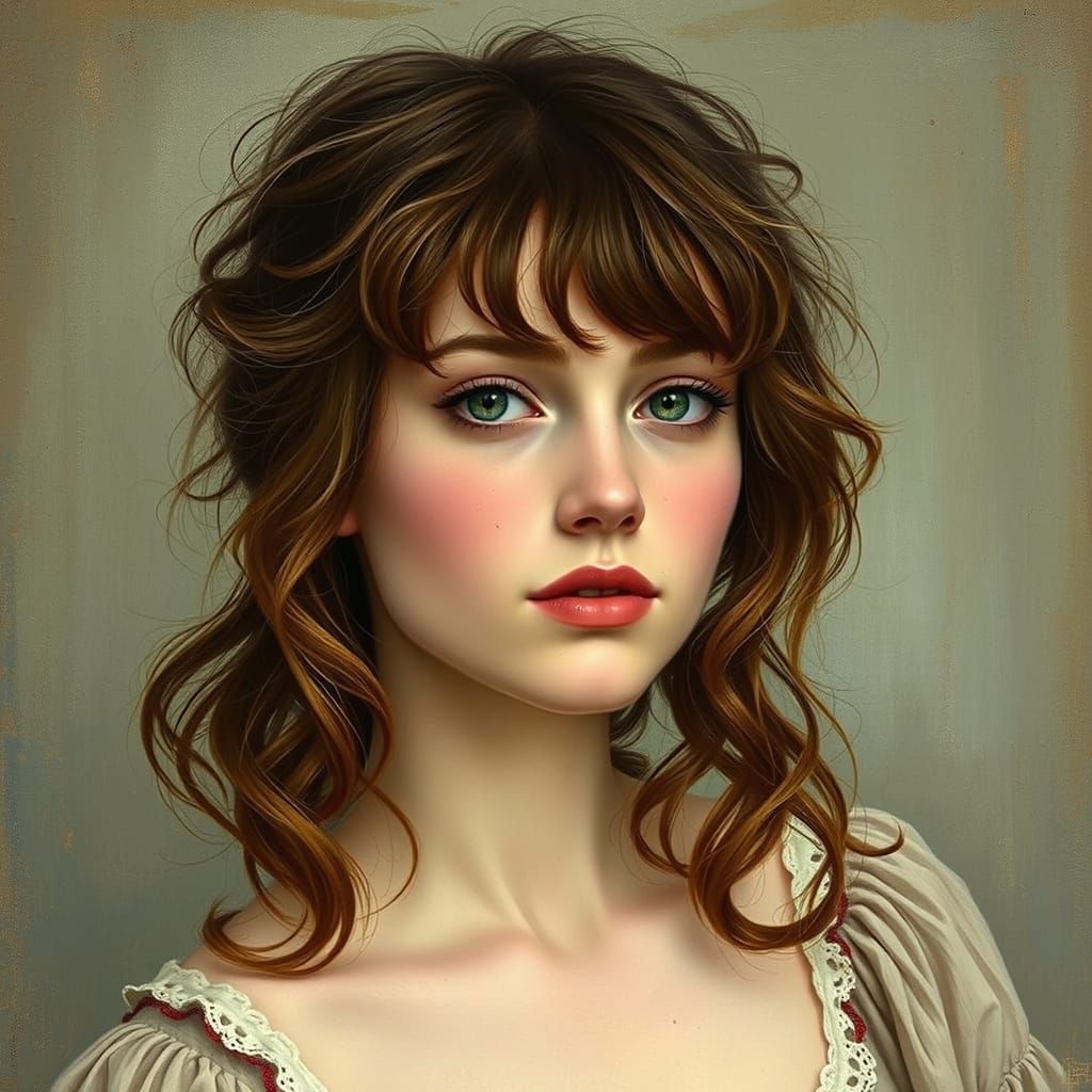Romantic Portrait in Pre-Raphaelite Style