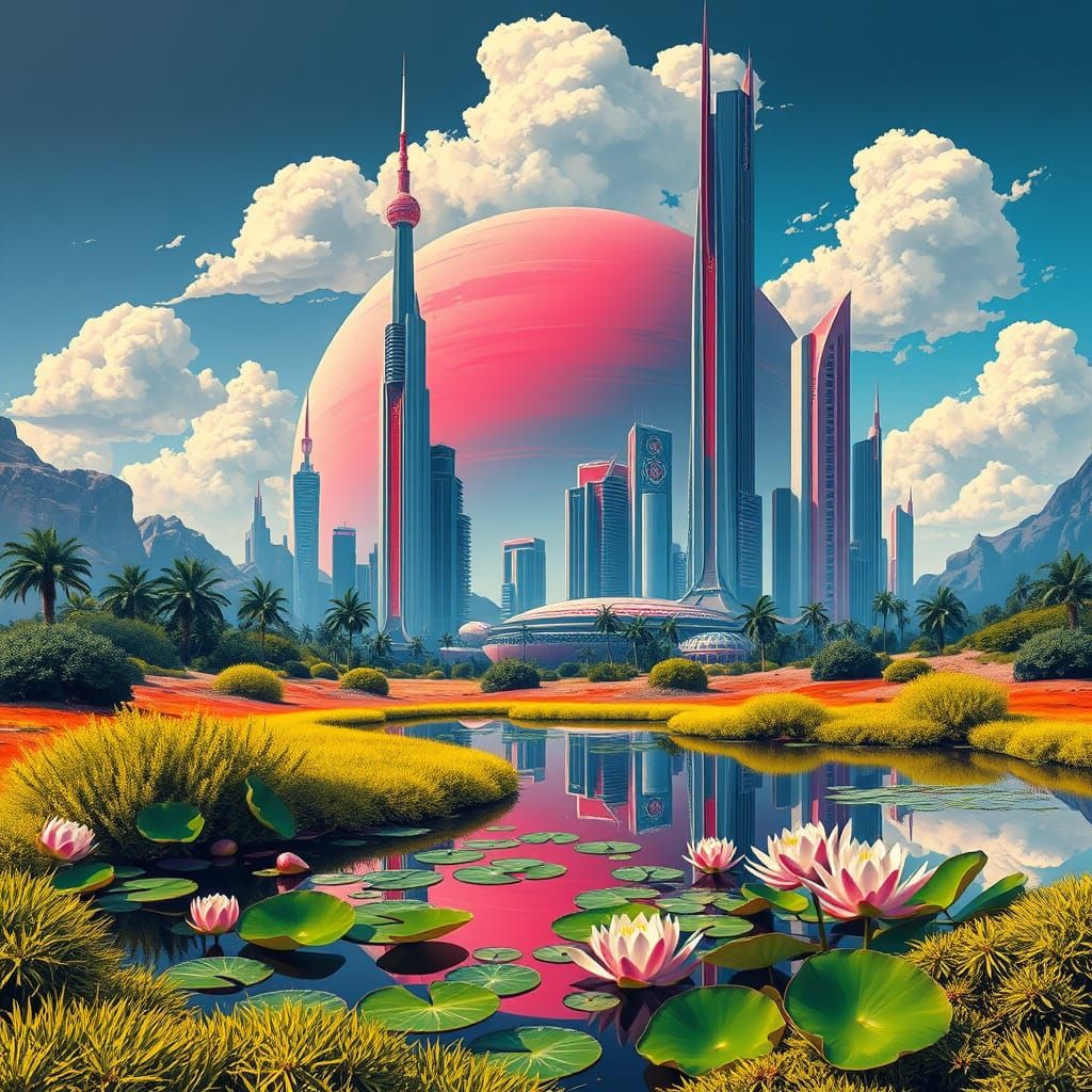 Retro-Futuristic Planetscape in 1950s Pulp Style