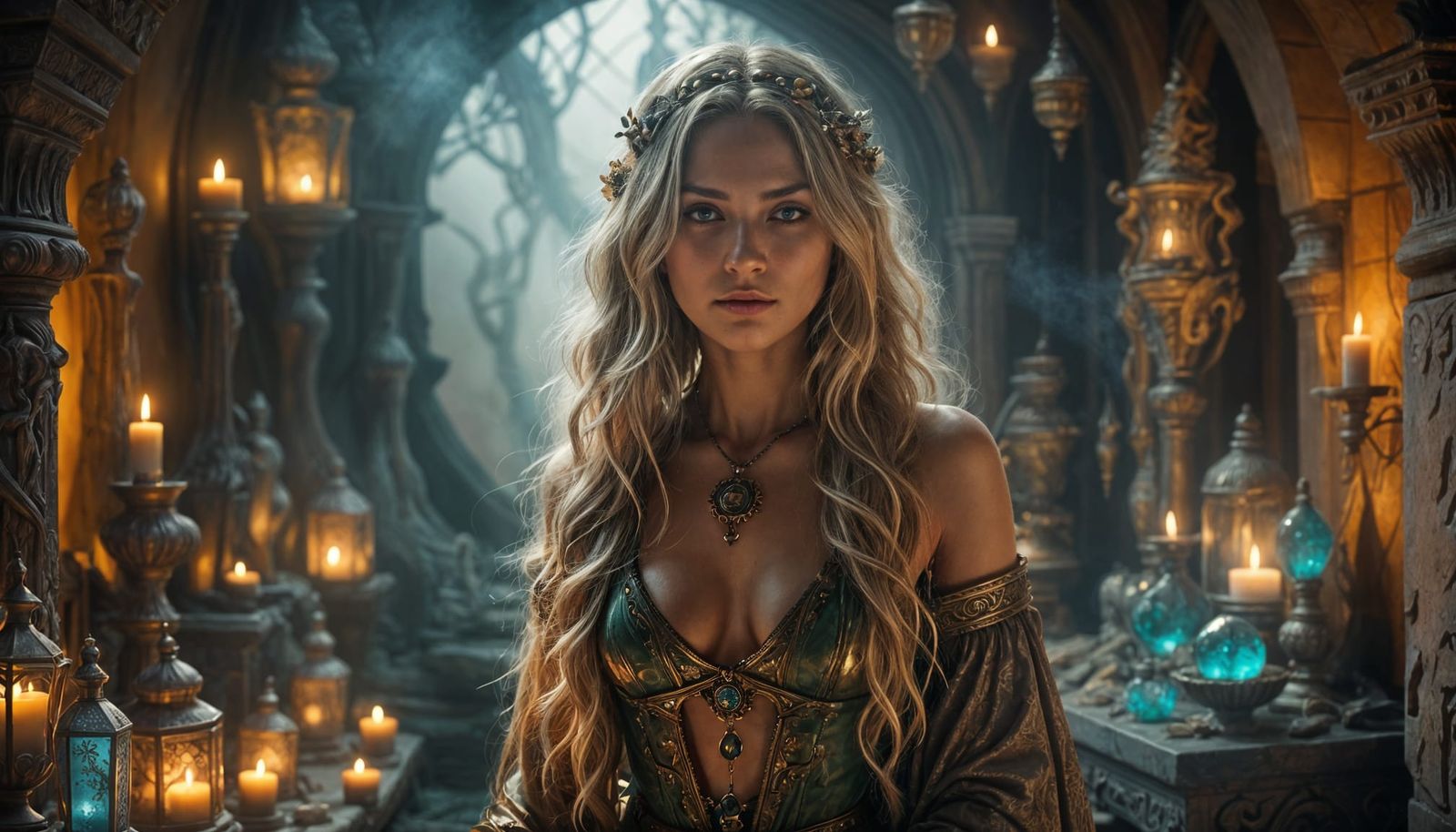 An Amazon Sorceress Channels Arcane Energy