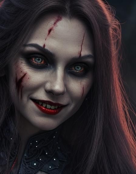 Mesmerizing Vampire Goddess with Ominous Gaze