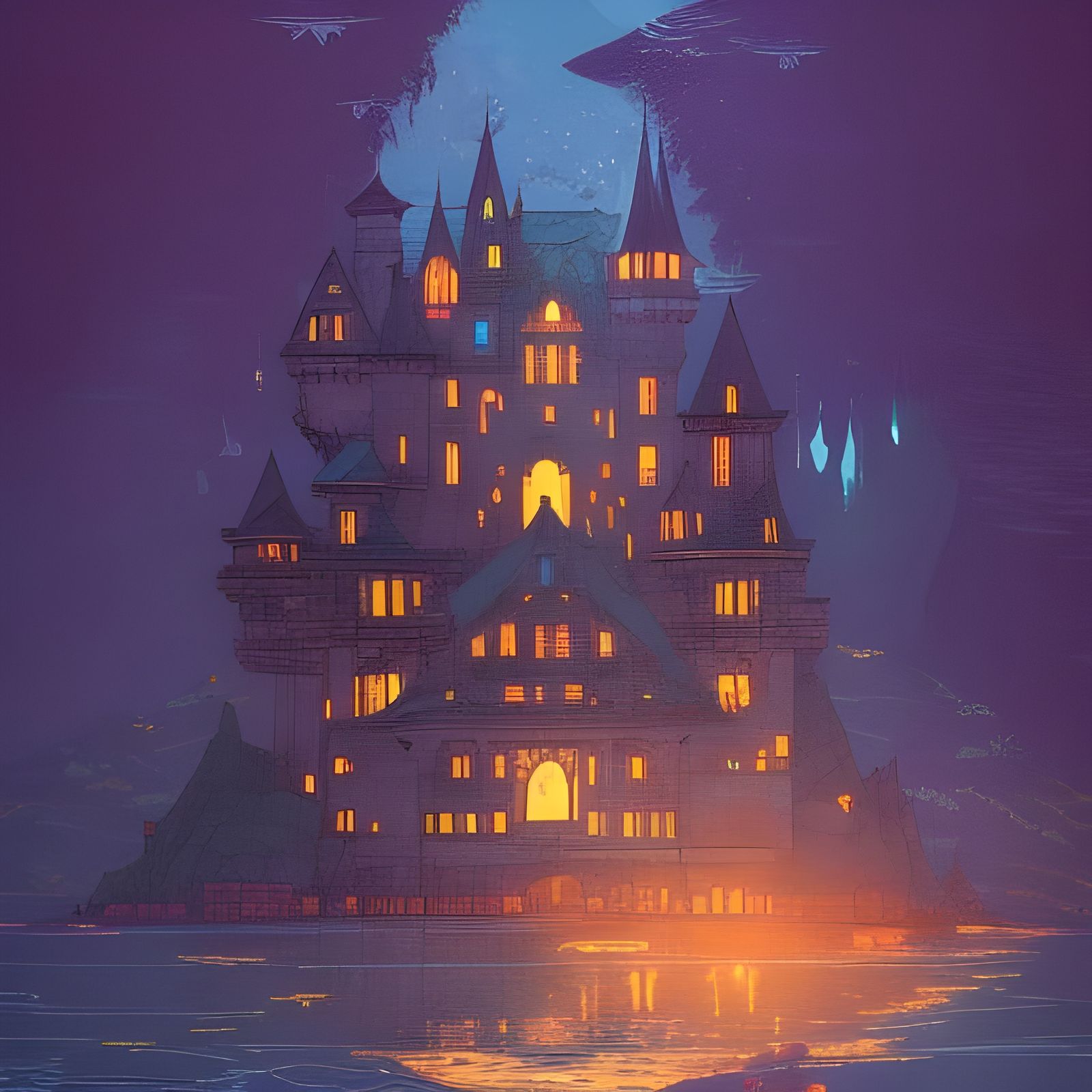 Magical Stone Castle at Golden Hour