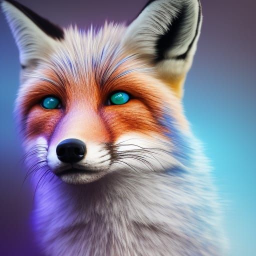 Hyperrealistic Fox with Colorful Bokeh Background