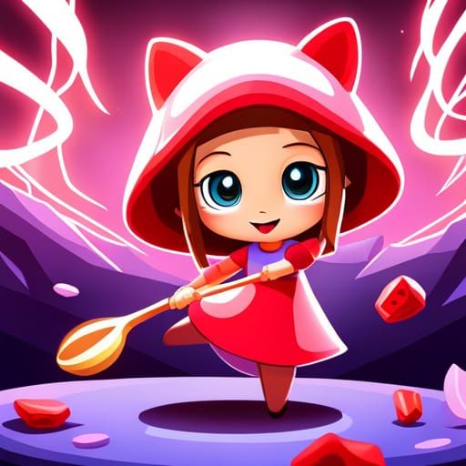 Chibi Strawberry Fox in Vine Field, 3D Digital Art