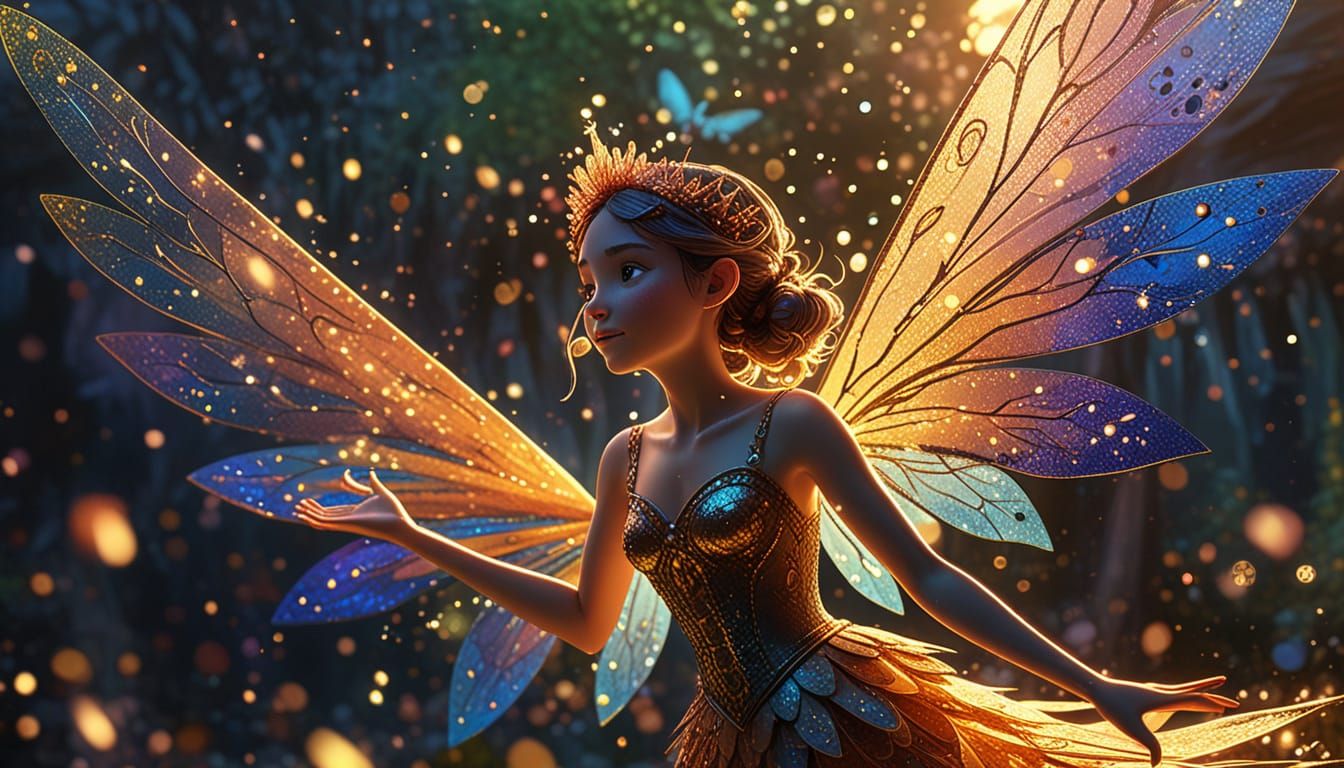 Floating Fairy in Loish Style with Copper Coronas