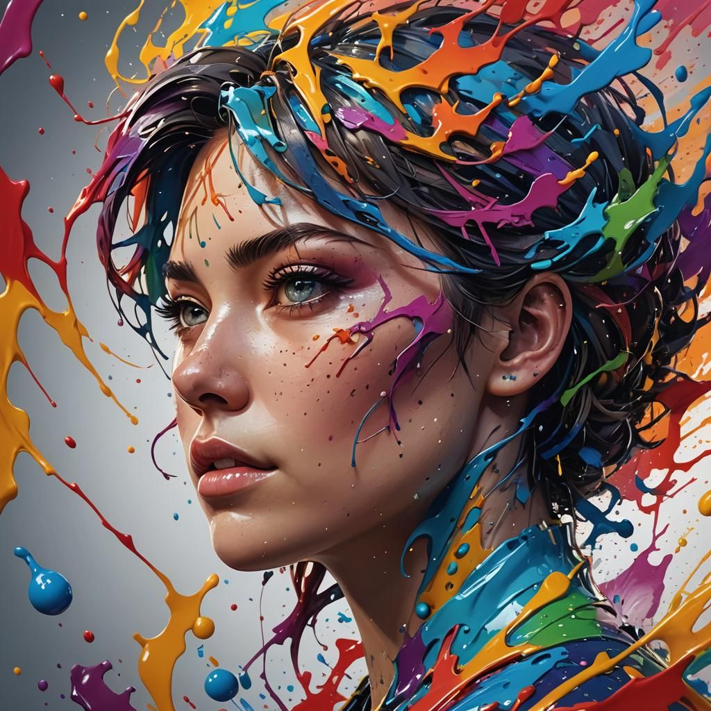 Hyperrealistic Logo Design with Colorful Splash Art