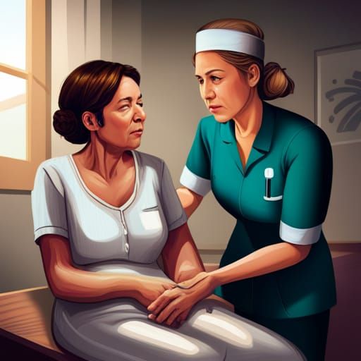 Hyperrealistic Nurse Comforting Patient in Splash Art Style