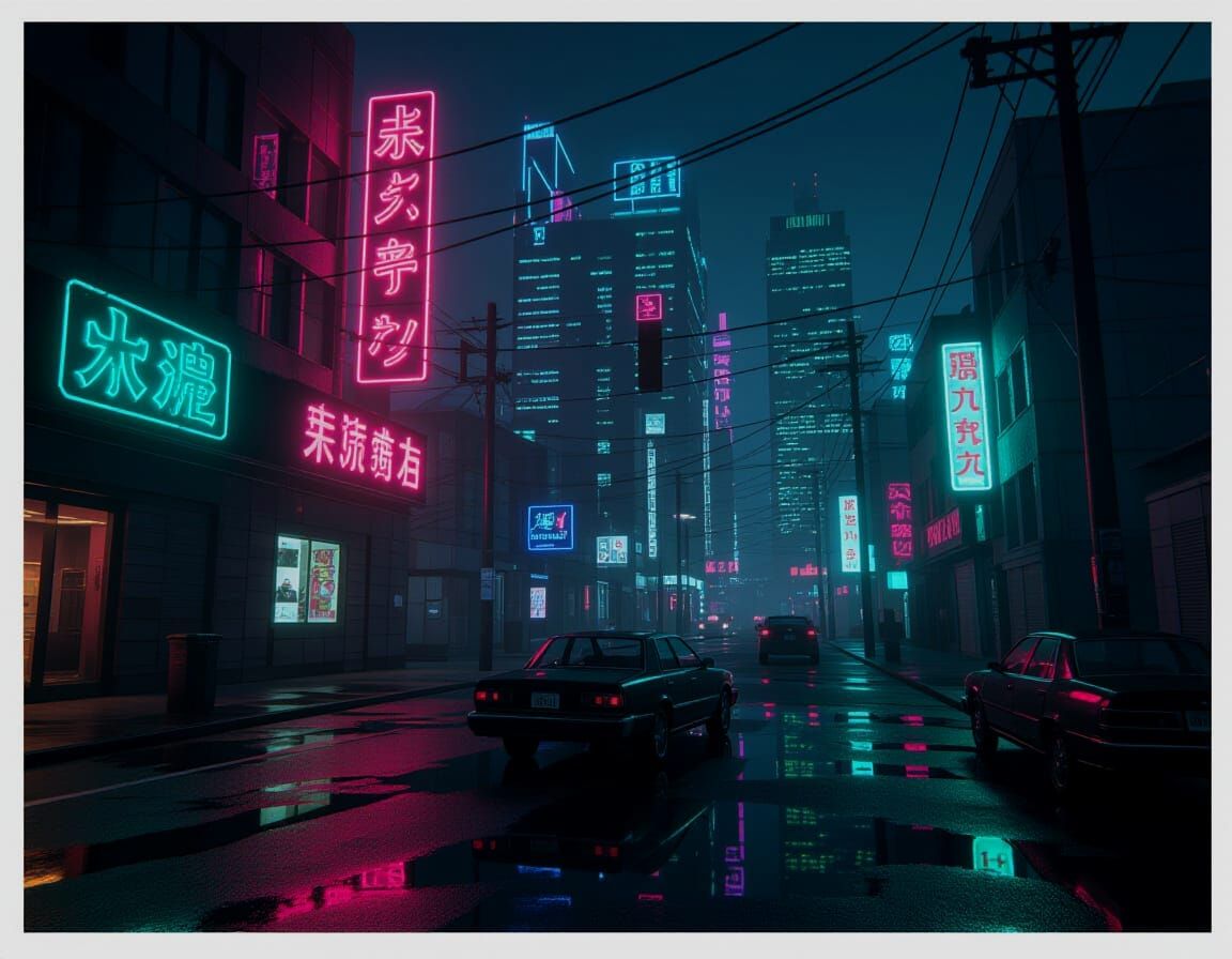 Neon Horror in Electric Noir Cyberpunk Style