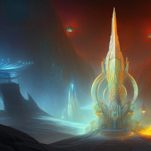 Fantasy Space Queen of Fire and Ice Temple