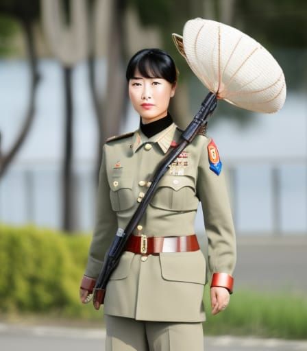 Hyperdetailed North Korean Military Woman Concept Art