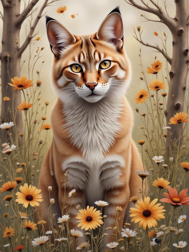 Autumn Fox in Sun-Dappled Meadow Oil Painting