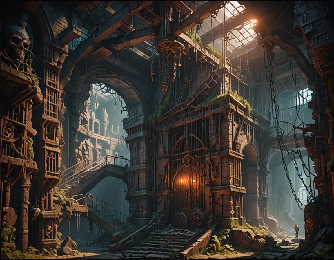 Depressing Demon Underground Prison in Detailed Matte Painti...