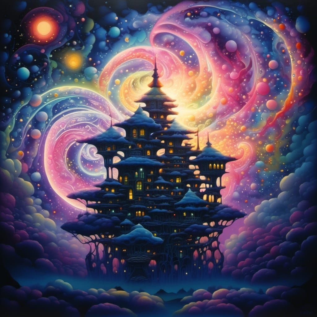 Cosmic Serenade: Galaxy Double Exposure in Fantasy Style