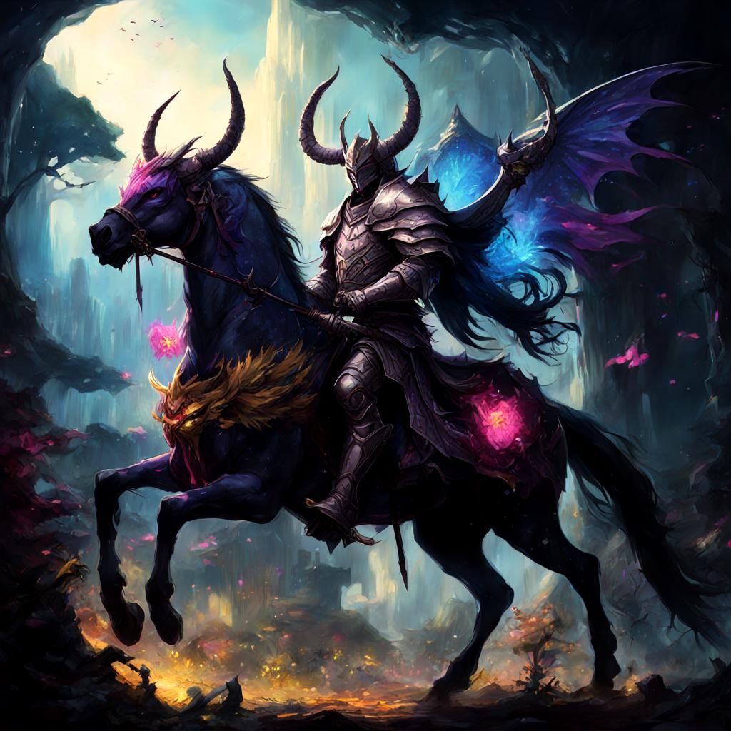 Vivid Josei Manga-Inspired Portrait of a Demon Knight