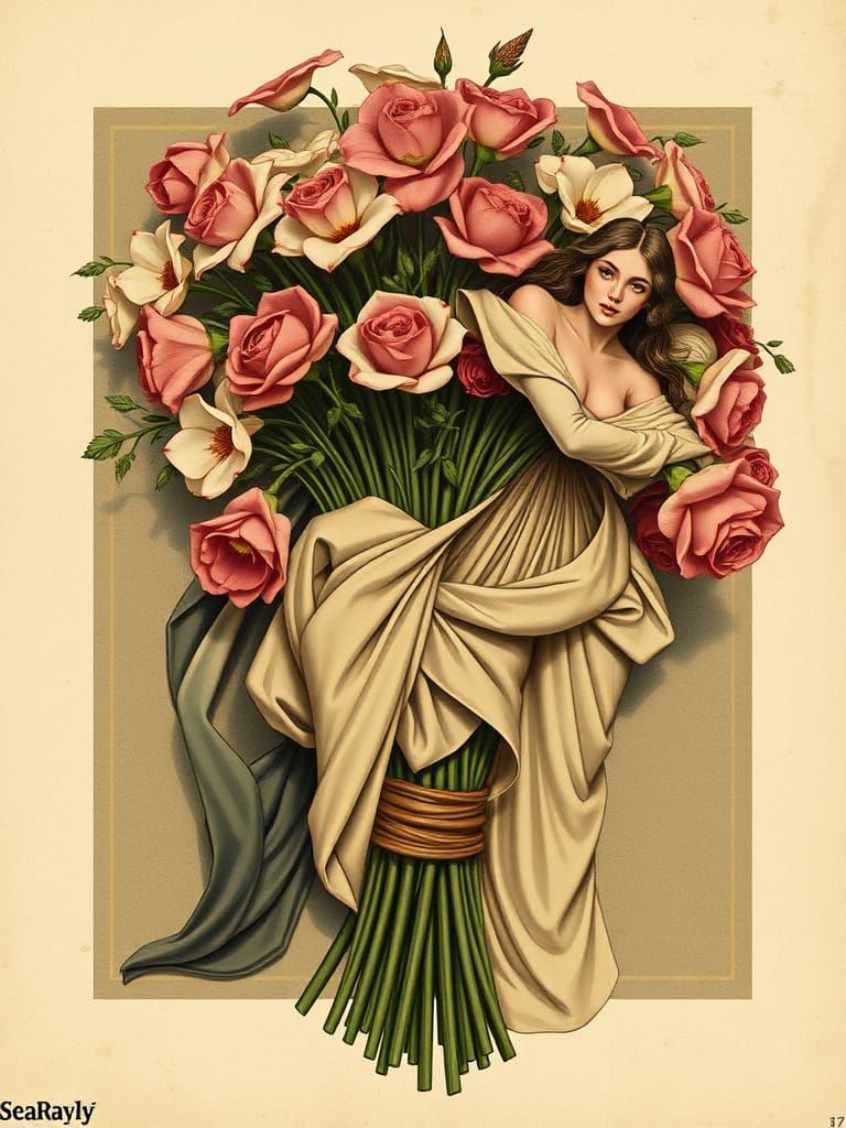 Sensuous Figures in Dreamy AI-Generated Image