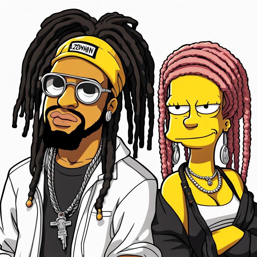 Rappers in The Simpsons Anime Style
