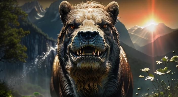 Realistic T-Rex at Watering Hole in Digital Art