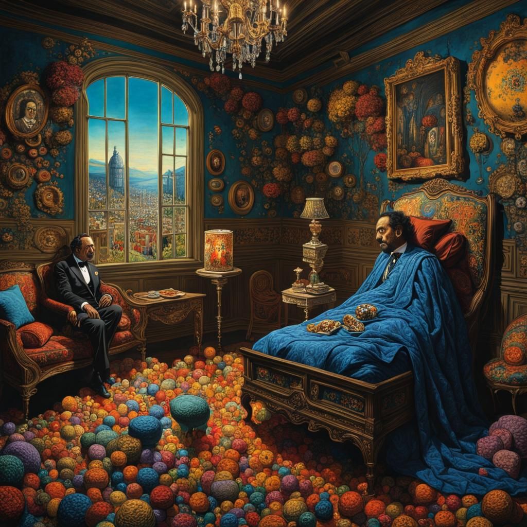 Ironic Vision of Life in Style of Dali and Klimt